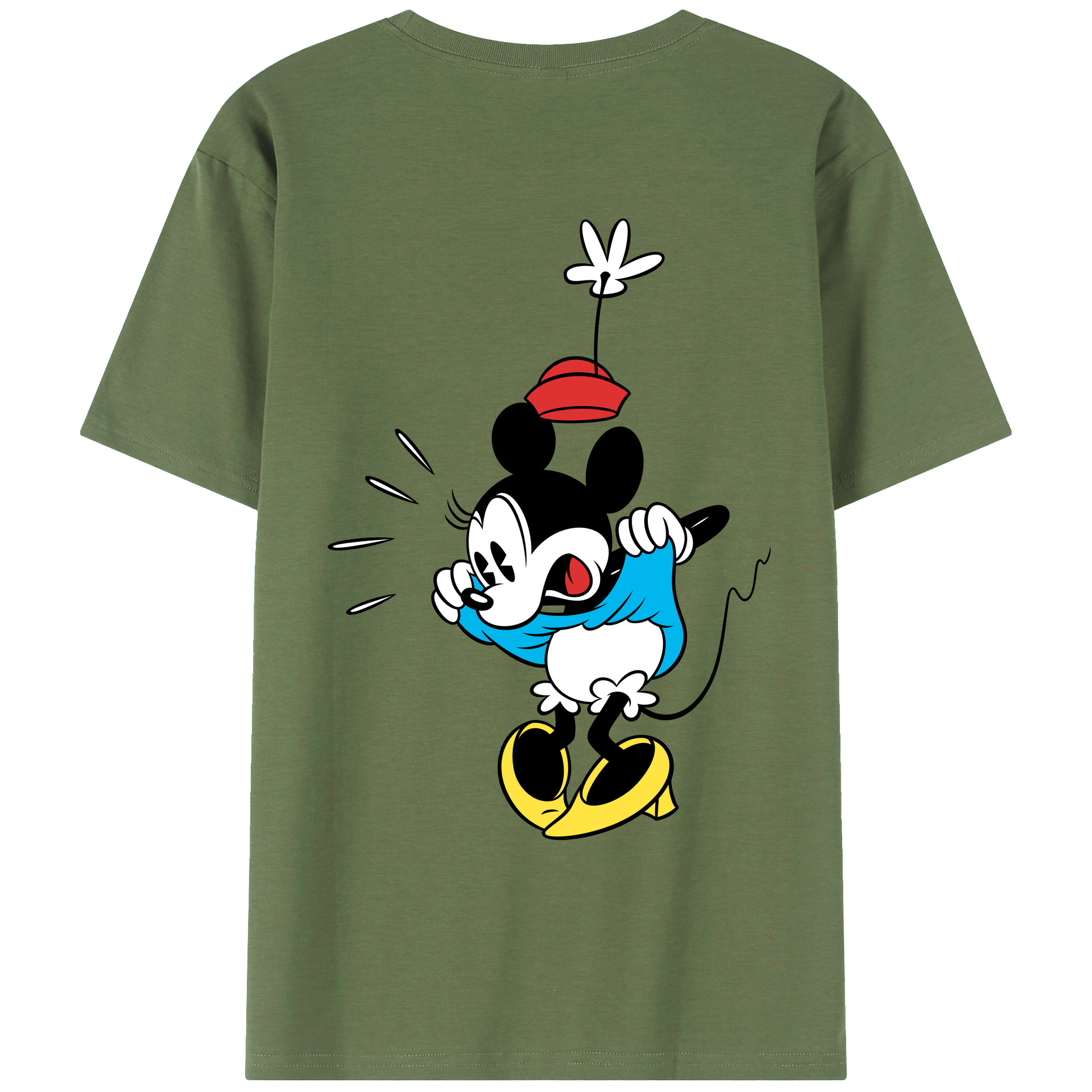 ミッキーマウス Mickey Mouse 綿100％ メンズ半袖Tシャツ（バックプリント） 通気性